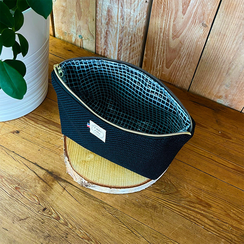 Trousse de toilette imperméable - Jacquard noir
