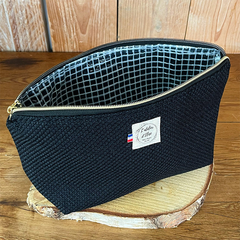 Trousse de toilette imperméable - Jacquard noir