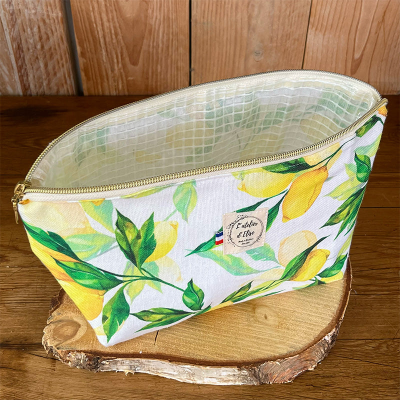 Trousse de toilette imperméable - Coton citron