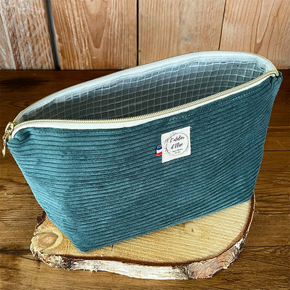 Trousse de toilette imperméable - Velours côtelé vert