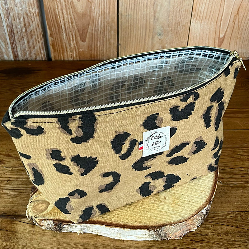 Trousse de toilette imperméable - Coton Léopard