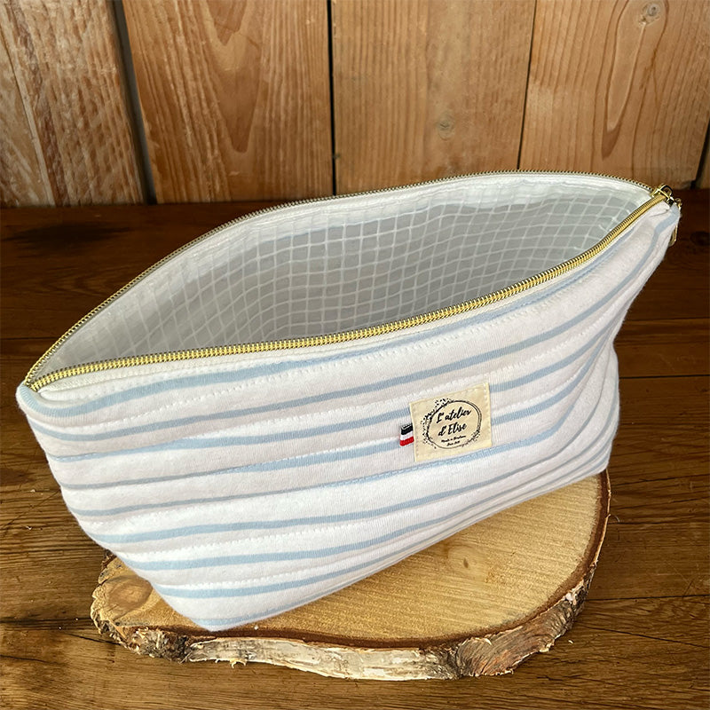 Trousse de toilette imperméable - Coton matelassé marin