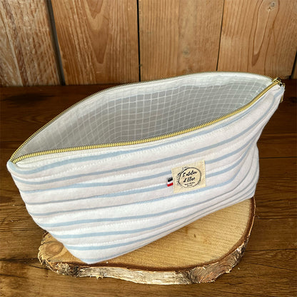 Trousse de toilette imperméable - Coton matelassé marin
