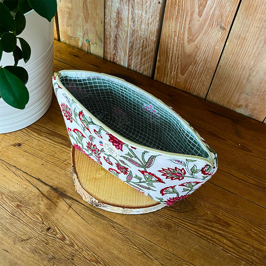 Trousse de toilette imperméable - Coton matelassé fleurs