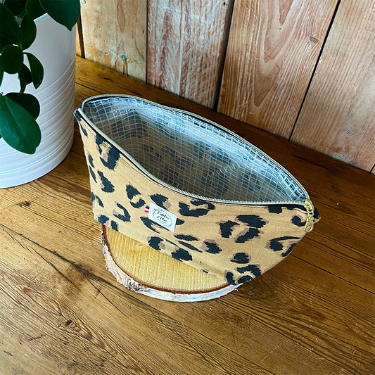 Trousse de toilette imperméable - Coton Léopard