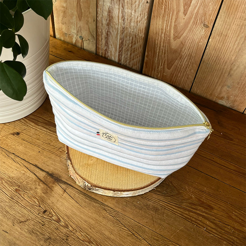 Trousse de toilette imperméable - Coton matelassé marin