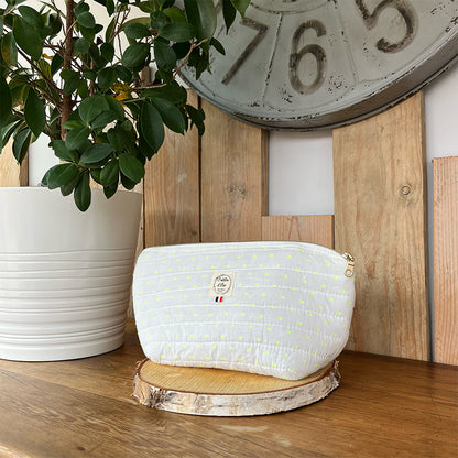 Trousse de toilette imperméable - Coton matelassé plulettis jaune